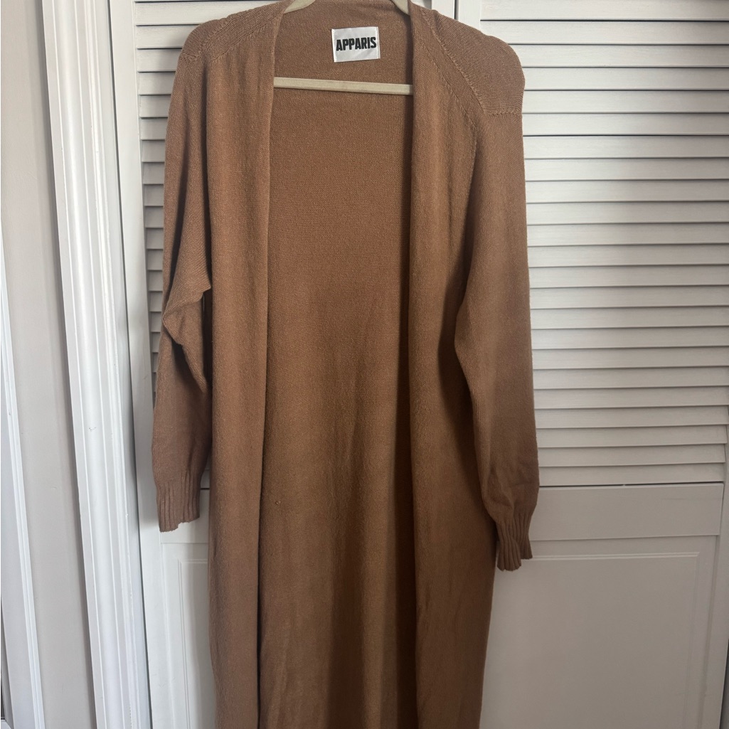 Apparis Tan Open-Front Cardigan
